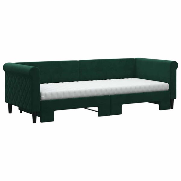 vidaXL Sof&aacute; cama nido con colch&oacute;n terciopelo verde oscuro 80x200 cm