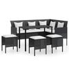 vidaXL Set de sof&aacute;s en forma de L 5 pzas cojines rat&aacute;n sint&eacute;tico negro