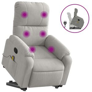 vidaXL Sill&oacute;n reclinable de masaje elevable tela microfibra gris claro