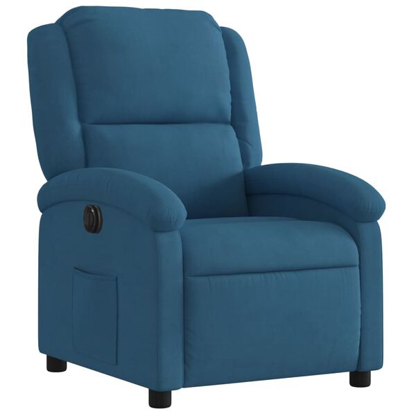 vidaXL Sill&oacute;n reclinable el&eacute;ctrico terciopelo azul