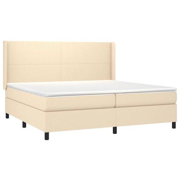 vidaXL Cama box spring colch&oacute;n y luces LED tela crema 200x200 cm