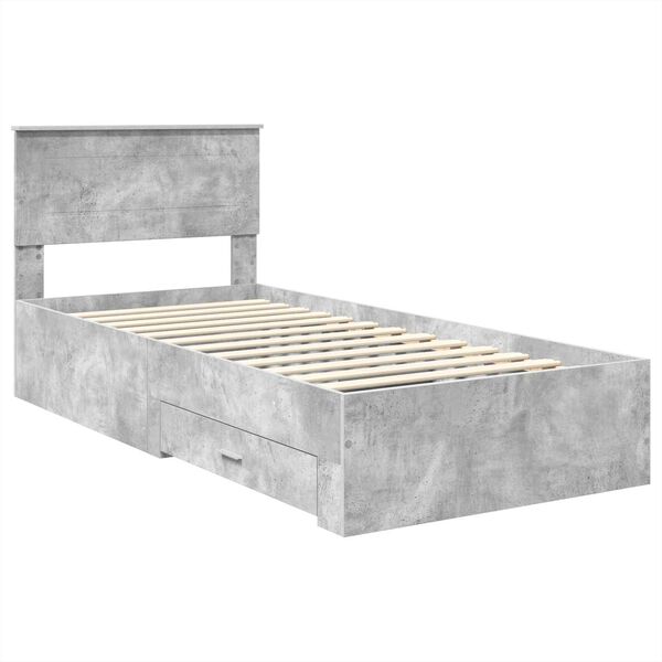 vidaXL Estructura de cama con cabecera Gris Concreto 90 x 200 cm