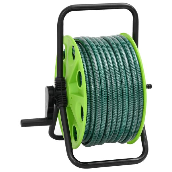 vidaXL Carrete de rollo para manguera de pie PVC verde 50 m