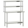 vidaXL Mesa de trabajo para cocina con estante acero inox 110x55x150cm