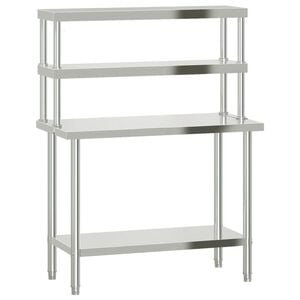 vidaXL Mesa de trabajo para cocina con estante acero inox 110x55x150cm
