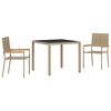vidaXL Conjunto de Comedor de Jard&iacute;n 3 uds. Beige rat&aacute;n sint&eacute;tico
