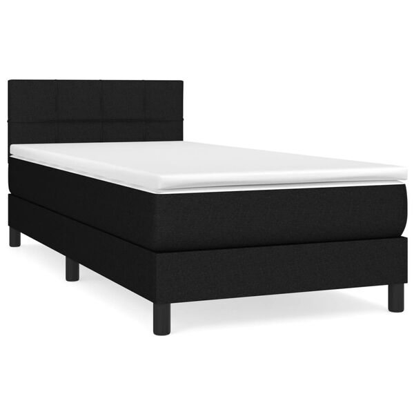 vidaXL Cama box spring con colch&oacute;n tela negro 80x200 cm