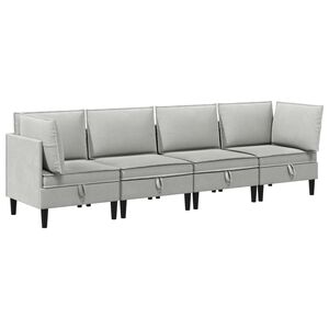 vidaXL Juego de muebles de sal&oacute;n 4 uds. Gris claro Tela