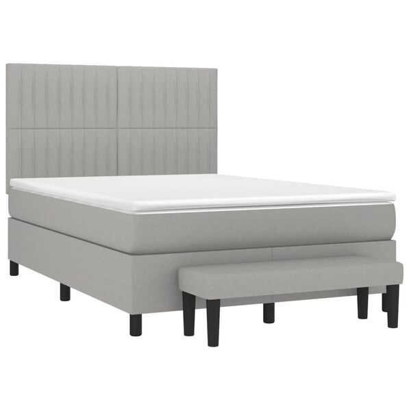 vidaXL Cama box spring con colch&oacute;n tela gris claro 140x190 cm
