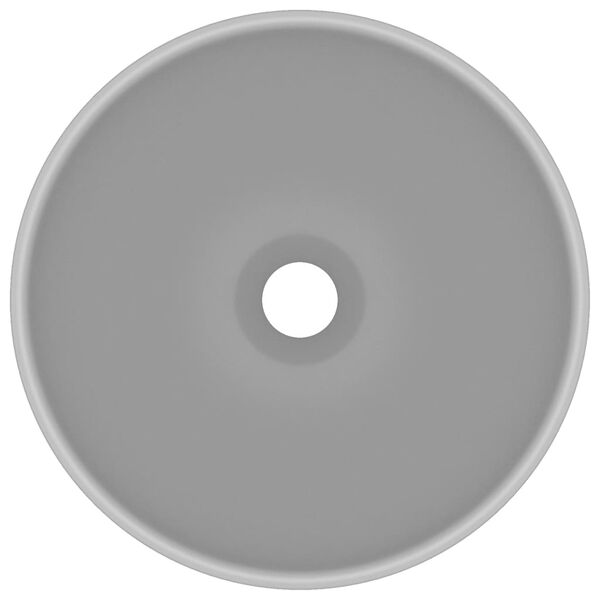 vidaXL Lavabo de lujo redondo cerámica gris claro mate 32,5x14 cm