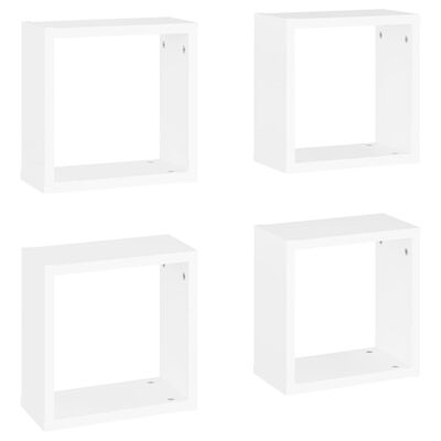 vidaXL Estantes cubo de pared 4 unidades blanco 30x15x30 cm