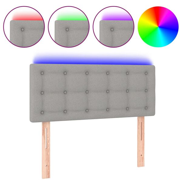 vidaXL Cabecero con LED de tela gris claro 100x5x78/88 cm