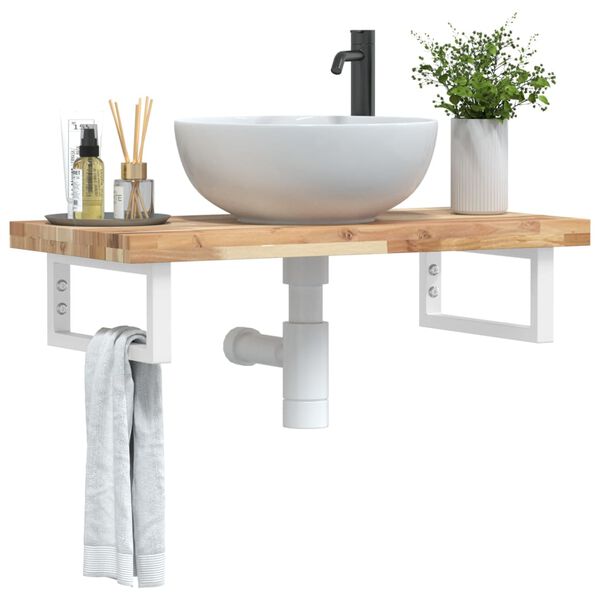 vidaXL Estante de lavabo de pared acero y madera maciza de acacia