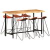 vidaXL Juego de bar 7 piezas madera maciza y cuero aut&eacute;ntico