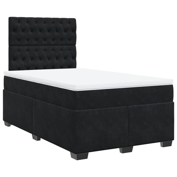 vidaXL Cama box spring con colch&oacute;n terciopelo negro 120x190 cm