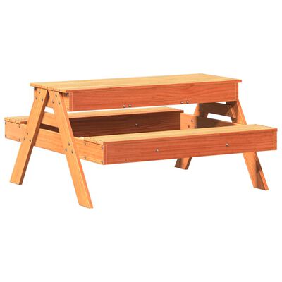 vidaXL Mesa de pícnic con arenero de niños madera maciza pino marrón