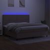 vidaXL Cama box spring colch&oacute;n y luces LED tela gris taupe 200x200 cm