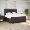 vidaXL Cama box spring con colch&oacute;n tela marr&oacute;n oscuro 200x200 cm