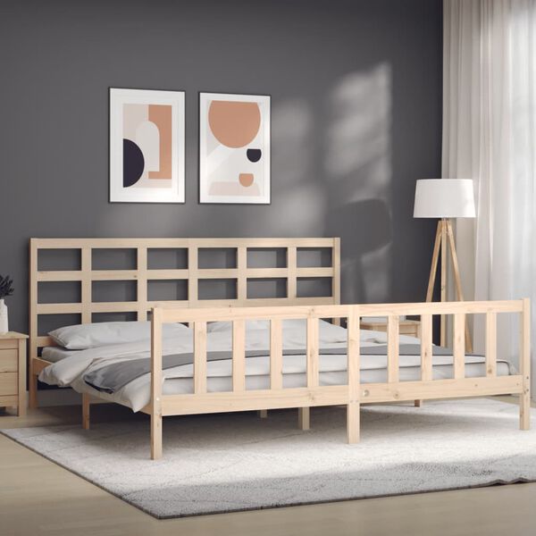 vidaXL Estructura de cama con cabecero madera maciza 180x200 cm