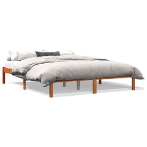 vidaXL Cama sin colch&oacute;n madera maciza de pino marr&oacute;n cera 160x200 cm
