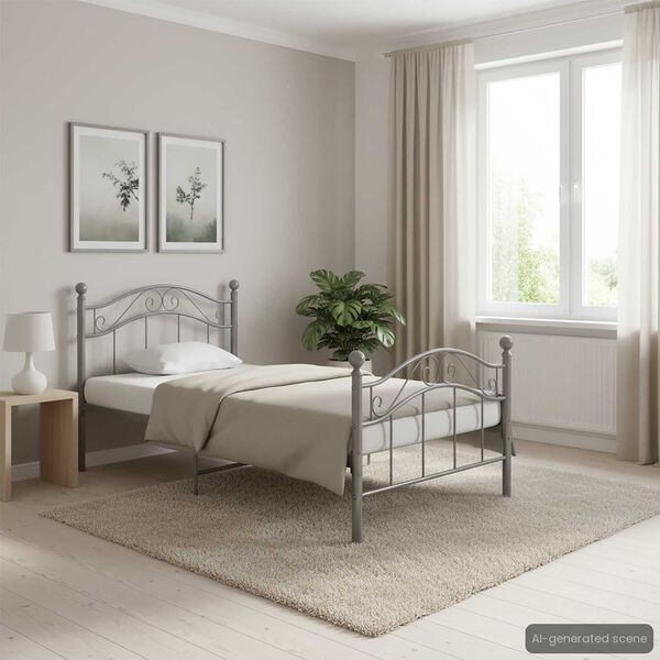 vidaXL Estructura de cama sin colchón metal gris 100x200 cm