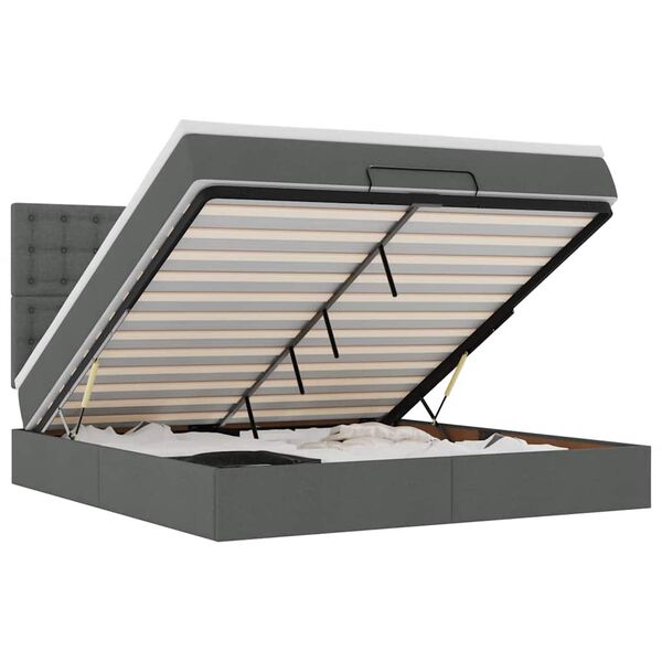vidaXL Estructura cama otomana colchón tela gris oscuro 160x200 cm