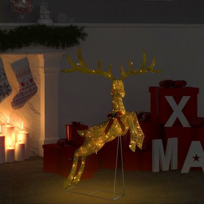 vidaXL Reno decorativo de Navidad dorado 120 LEDs blanco cálido
