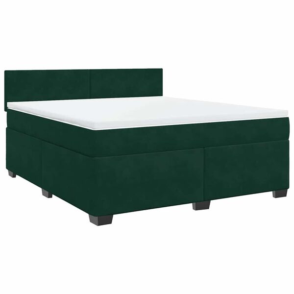 vidaXL Cama box spring con colch&oacute;n terciopelo verde oscuro 180x200 cm