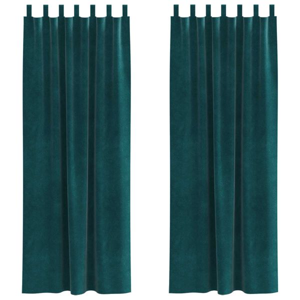 vidaXL Cortinas opacas 2 pcs Verde oscuro 140 x 225 cm Terciopelo