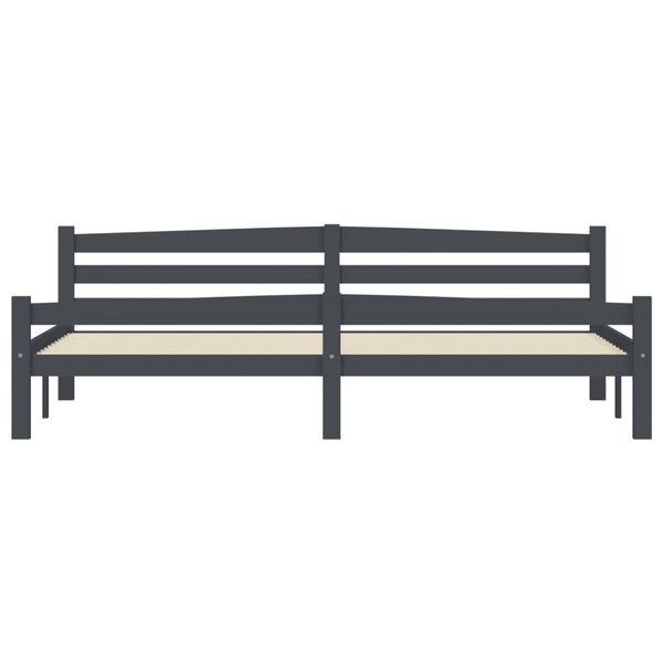 vidaXL Estructura cama sin colch&oacute;n madera pino gris oscuro 200x200 cm