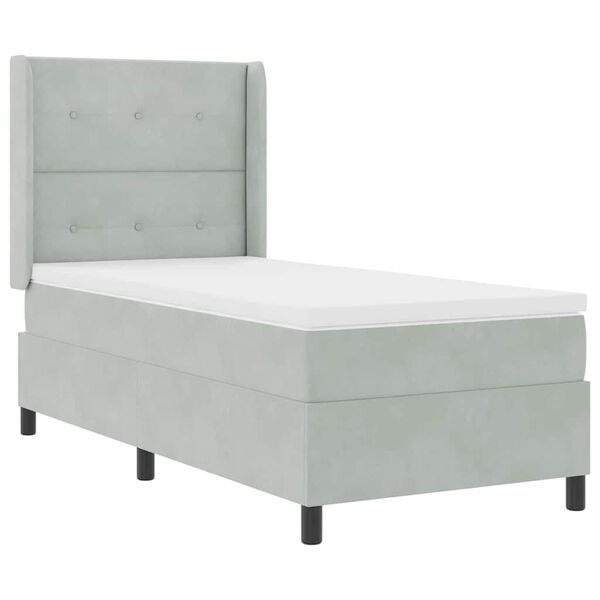 vidaXL Cama tipo Box Spring Gris Claro 90 x 200 cm Terciopelo
