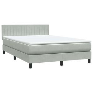 vidaXL Cama box spring con colch&oacute;n terciopelo gris claro 160x220 cm