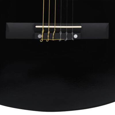 vidaXL Set de guitarra clásica occidental 12 pzas 6 cuerdas negra 38"