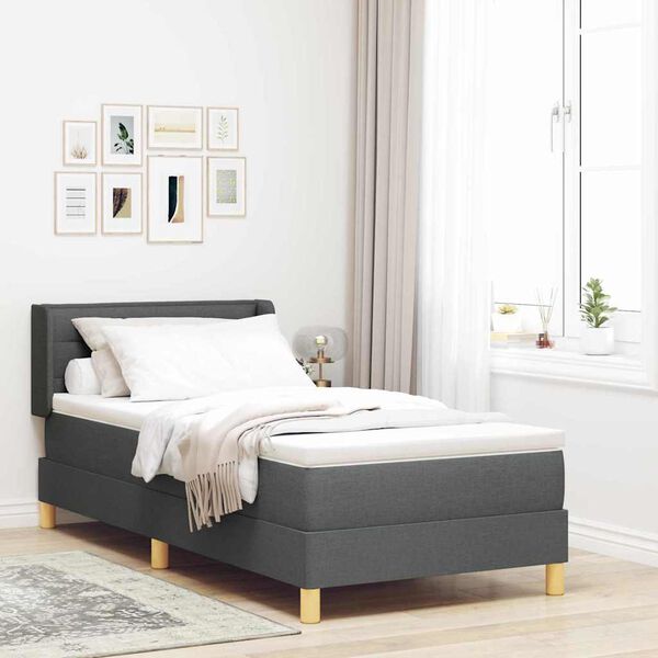 vidaXL Cama con Somier con colch&oacute;n Gris oscuro 100 x 200 cm tela