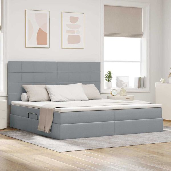 vidaXL Cama con almacenamiento Gris Claro 200 x 200 cm Cuero sintético