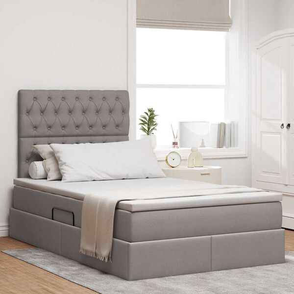 vidaXL Cama con almacenamiento Taupé 120 x 200 cm Cuero sintético