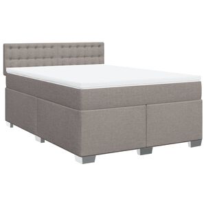 vidaXL Cama box spring con colch&oacute;n tela gris taupe 140x190 cm