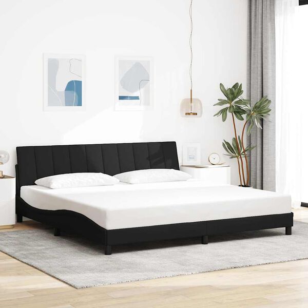 vidaXL Estructura de cama sin colch&oacute;n Hanko tela negro 200x200 cm