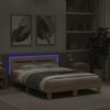 vidaXL Estructura de cama cabecero y luces LED roble Sonoma 120x190 cm