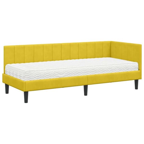 vidaXL Estructura de Cama Esquina con Colch&oacute;n 2 pcs Amarillo