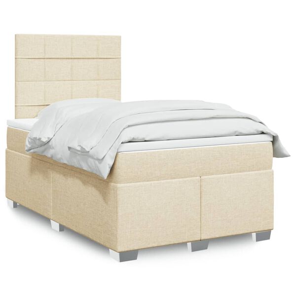 vidaXL Cama box spring con colch&oacute;n tela color crema 120x200 cm
