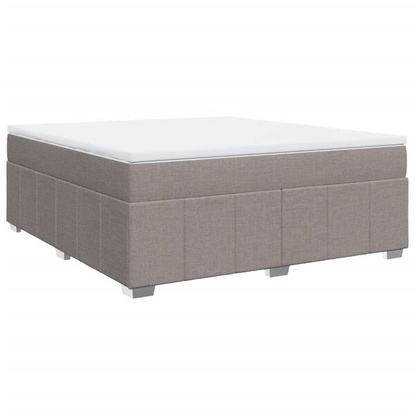 vidaXL Cama box spring con colch&oacute;n tela gris taupe 180x200 cm