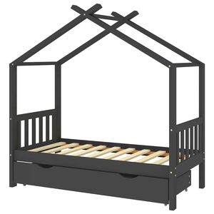 vidaXL Estructura de cama infantil y caj&oacute;n madera pino gris 80x160cm