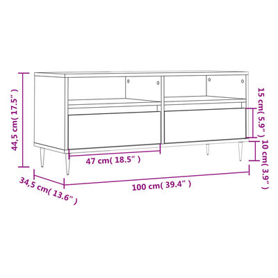 vidaXL Mueble de TV madera contrachapada negro 100x34,5x44,5 cm