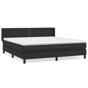 vidaXL Cama box spring con colch&oacute;n cuero sint&eacute;tico negro 180x200 cm