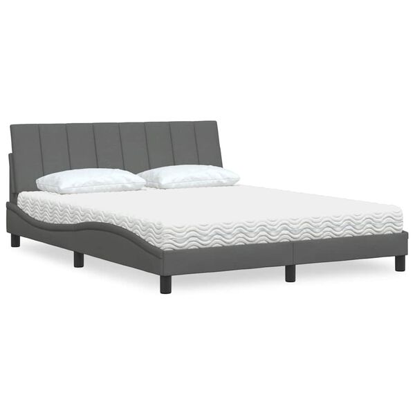 vidaXL Cama con colch&oacute;n Hanko de tela gris oscuro 160x200 cm