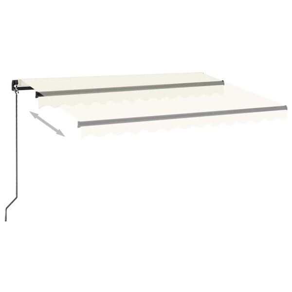 vidaXL Toldo retráctil manual con LED color crema 350x250 cm