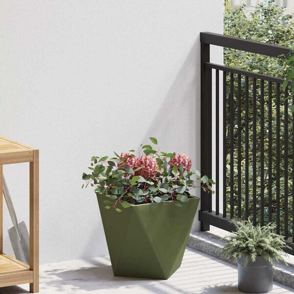 vidaXL Jardinera 2 pcs Verde Oliva 30 x 30 x 30 cm Acero