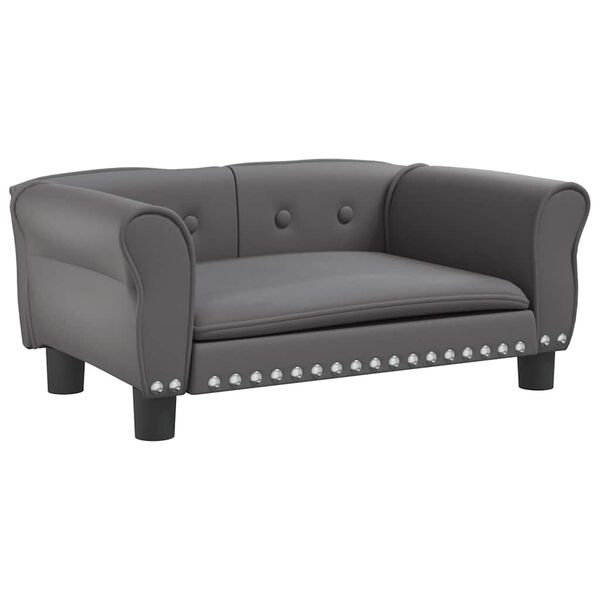 vidaXL Cama para perros de cuero sint&eacute;tico gris 70x45x30 cm