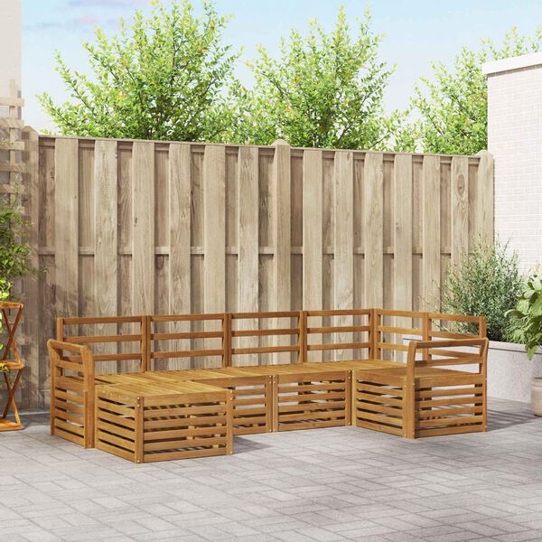 vidaXL Juegos de sof&aacute;s 6 pcs Natural Madera de Acacia S&oacute;lida